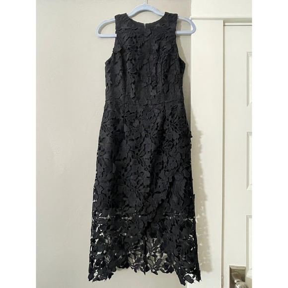 Betsy & Adam Dresses & Skirts - Betsy & Adam Womens Black Floral Lace Sleeveless Midi Cocktail Dress Size 8
